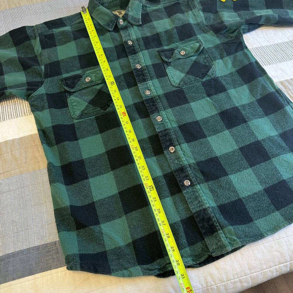Field & Stream Casual Button Down Mens XL Green Plaid Rugged Flannel Shacket - Picture 6 of 7